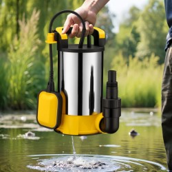 Puhtaan veden uppopumppu 850 W, 15 000 l/h, ruostumaton teräs, kellukskytkin, imukorkeus 1 mm, enint. 8,5 m