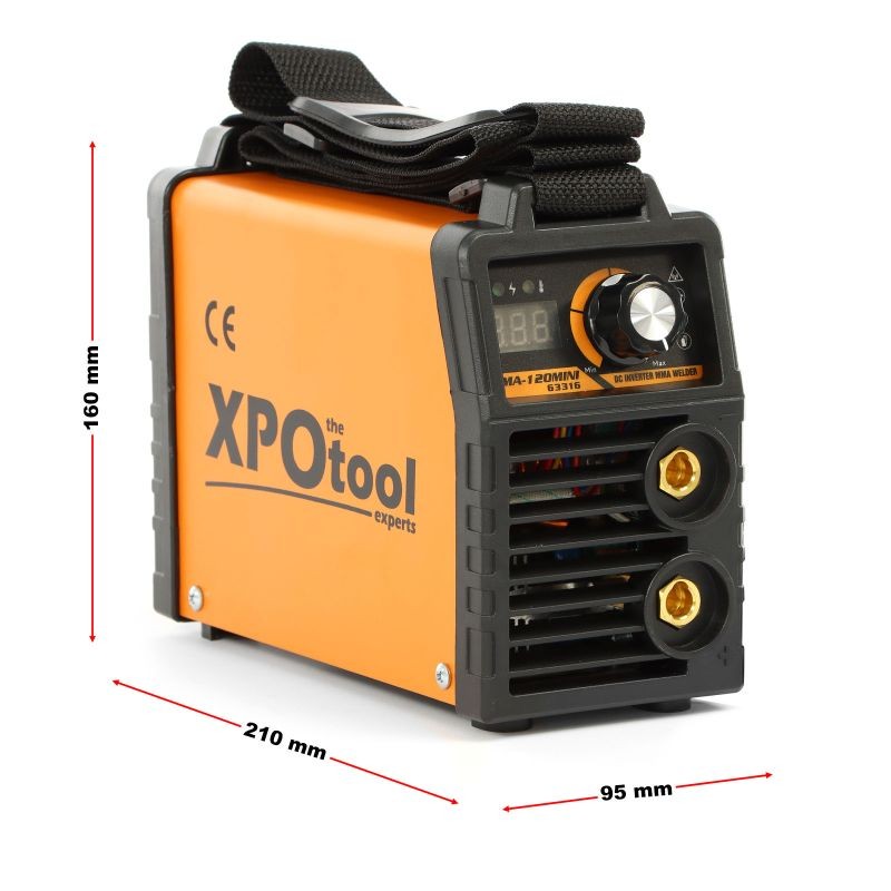 XPOtool MMA-puikkohitsauskone 20-120A IGBT-invertteri, varusteilla, Arc-force, Hot-start ja Anti-stick
