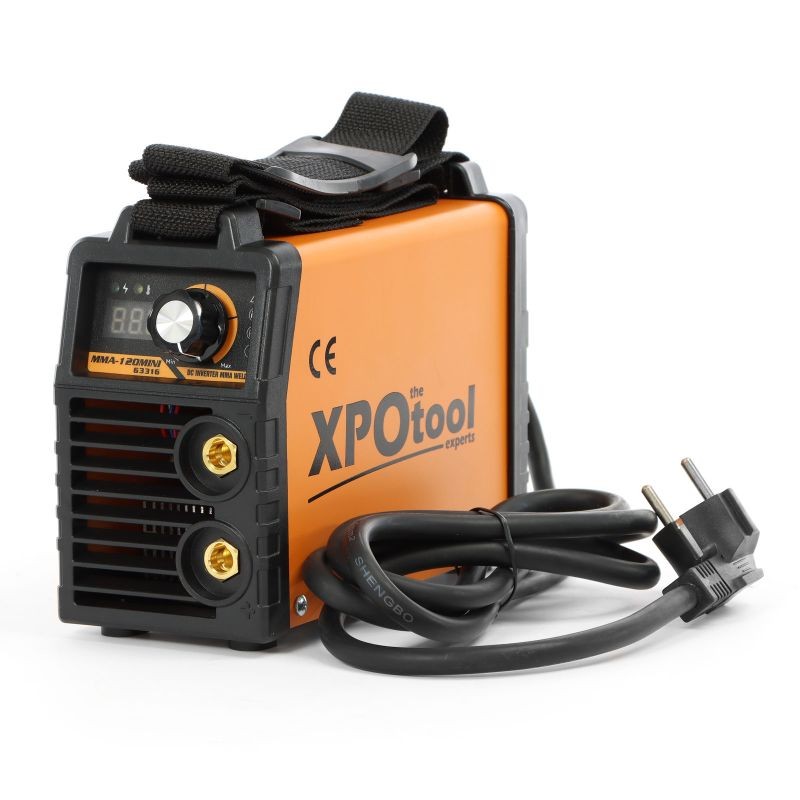 XPOtool MMA-puikkohitsauskone 20-120A IGBT-invertteri, varusteilla, Arc-force, Hot-start ja Anti-stick