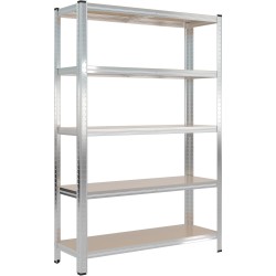 Raskashyllystö 120x40x180 cm 5 hyllytasoa kantavuus 875 kg sinkitty teräs hopea