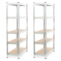 Raskashyllysetti 2 kpl 180x90x40 cm sinkitty teräs 5 hyllytasoa 875 kg kantavuus