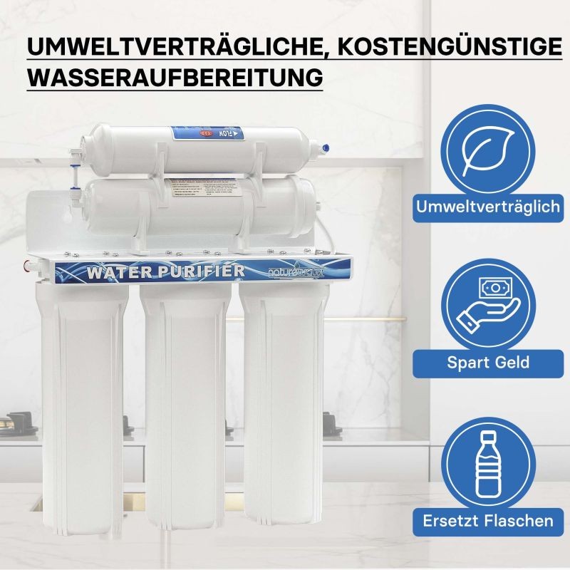 Naturewater NW-PR305 5-vaiheinen vesisuodatin, 5 µ, PP, tiskialtaan alle / seinäkiinnitys, hana