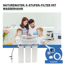 Naturewater NW-PR305 5-vaiheinen vesisuodatin, 5 µ, PP, tiskialtaan alle / seinäkiinnitys, hana