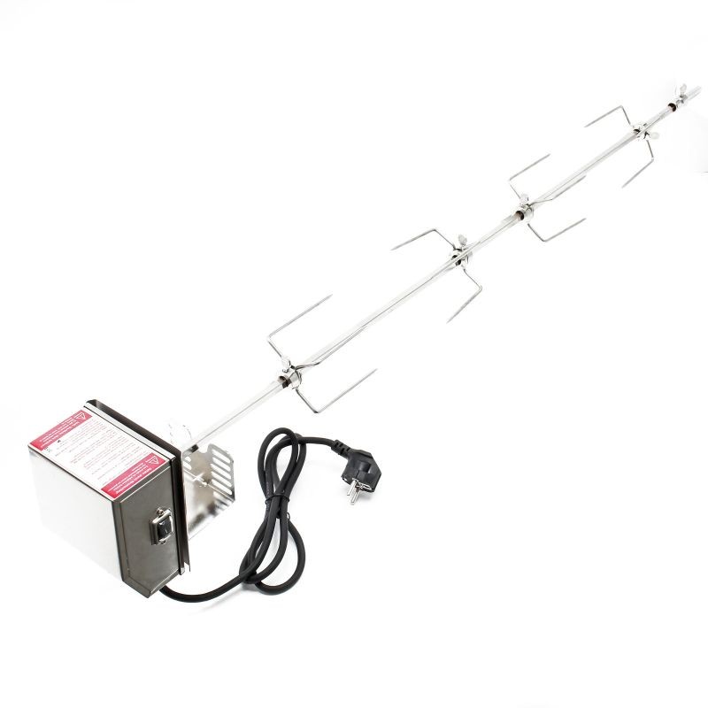 Rotisserie-grillivarras 112 cm, ruostumaton teräs, 230V, 4 lihakiinnikettä