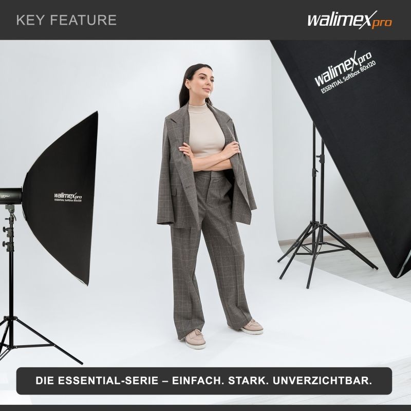 Walimex pro Essential Striplight-softbox 80 x 120 cm, kenno, Bowens-adapteri ja kuljetuslaukku