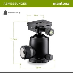Mantona Fortress kuulapää 46 mm, 25 kg, panoraamitoiminto, 3 vatupasia, pikavapautuslevy