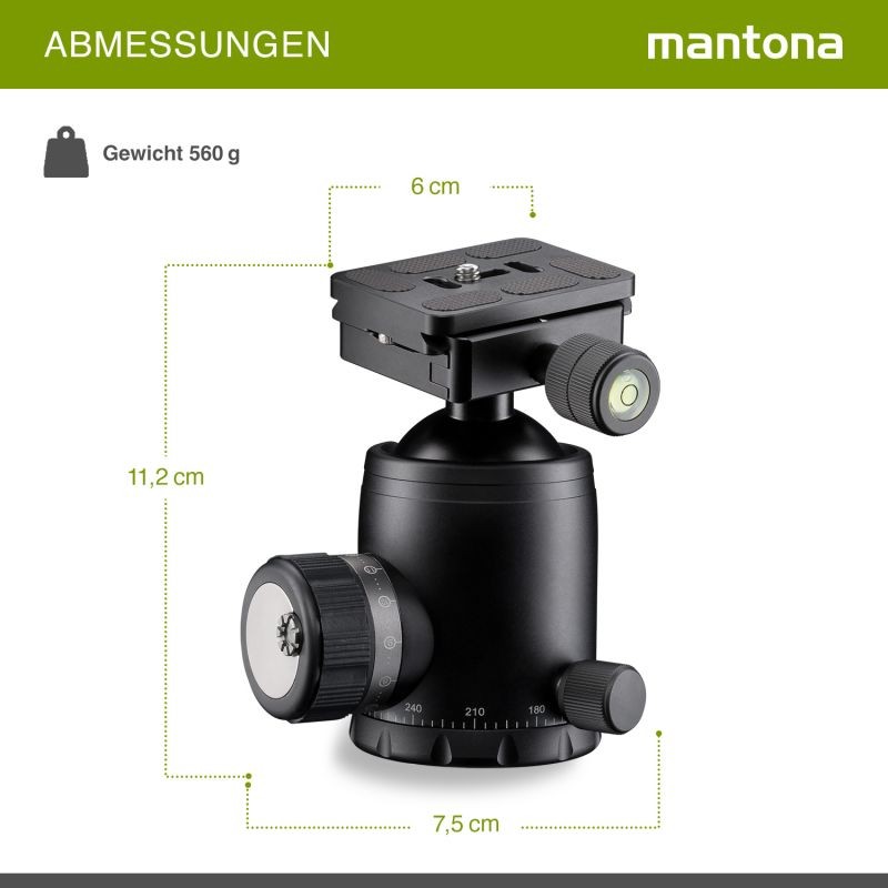 Mantona Fortress kuulapää 46 mm, 25 kg, panoraamitoiminto, 3 vatupasia, pikavapautuslevy