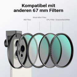 Walimex pro Suodatinpidike 67 mm älypuhelimelle, ND-suodatin ja Cold Shoe -kiinnike