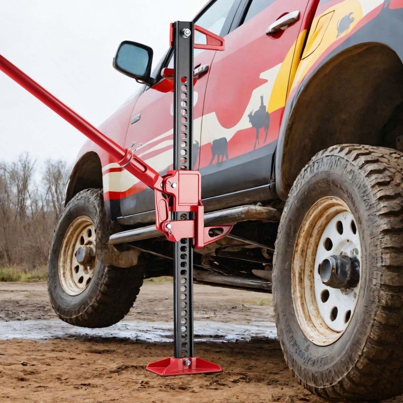 Offroad-nosturi 3000 kg, nostoväli 12,2–76 cm, punainen, teräs