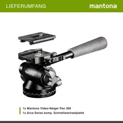 Mantona Pan 360 videopää musta 250 x 90 x 90 mm