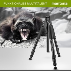 Mantona Wolverine L 284 alumiininen kamerajalusta, kantavuus 15 kg, maksimikorkeus 166 cm, monopod-toiminto