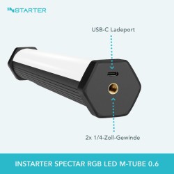 Instarter Spectar RGB LED-M-Tube 0.6 LED-valotanko 10 W, Bi-Color, magneettinen videovalo striimaukseen