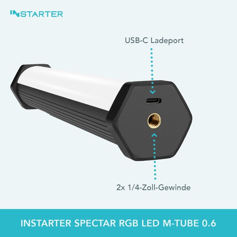 Instarter Spectar RGB LED-M-Tube 0.6 LED-valotanko 10 W, Bi-Color, magneettinen videovalo striimaukseen