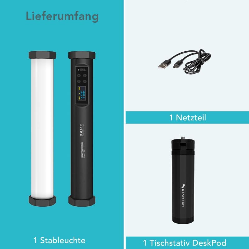 Instarter Spectar RGB LED-M-Tube 0.6 LED-valotanko 10 W, Bi-Color, magneettinen videovalo striimaukseen