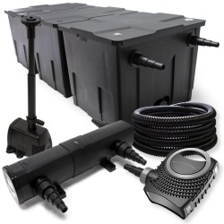 Lampisetti: CBF-350C suodatin 90000 l, NEO-10000 pumppu 10000 l/h, CUV-236 UV-selkeytin 36 W, 25 m letku 25 mm