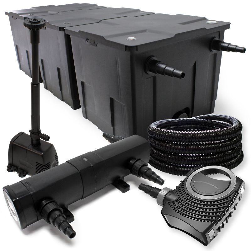 Lampisetti: CBF-350C suodatin 90000 l, NEO-10000 pumppu 10000 l/h, CUV-236 UV-selkeytin 36 W, 25 m letku 25 mm