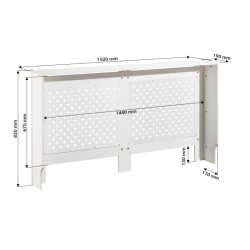 Toboli patterinsuojus, valkoinen, 152 x 19 x 82 cm, MDF ja teräs