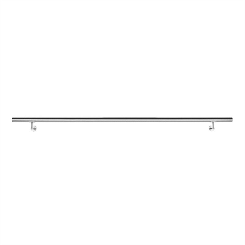 Seinäkaide V2A-ruostumaton teräs 200 cm, 42 mm, hopea, 2 kpl kiinnikettä