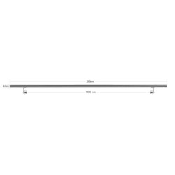 Seinäkaide V2A-ruostumaton teräs 200 cm, 42 mm, hopea, 2 kpl kiinnikettä