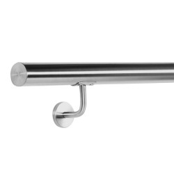 Seinäkaide V2A-ruostumaton teräs 200 cm, 42 mm, hopea, 2 kpl kiinnikettä