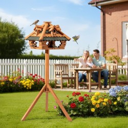 Toboli lintujen ruokintapiste jalustalla 115 cm, kuusipuu, ruskea