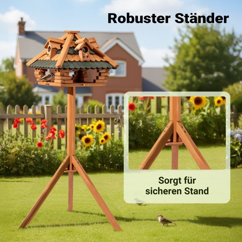 Toboli lintujen ruokintapiste jalustalla 115 cm, kuusipuu, ruskea