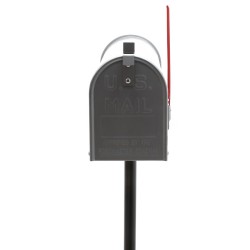 Amerikkalainen postilaatikko ja jalusta, hopeanharmaa, sinkitty teräs 6 mm, 180 x 220 x 480 mm, signaalilipulla