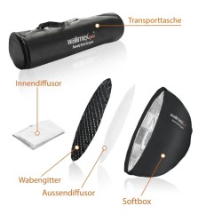 Walimex pro Studio Line Beauty Dish -softbox QA65, 65 x 35 cm, kenno, diffuusorit, kantolaukku