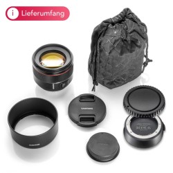 Samyang AF 85mm f/1.4 Canon EF teleobjektiivi ja Lens Station