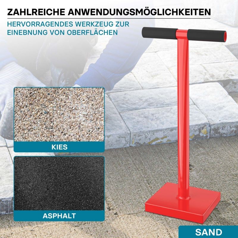 Teräksinen käsitiivistin 11,42 kg, 20 x 20 cm, 83 cm, punainen, T-kahva