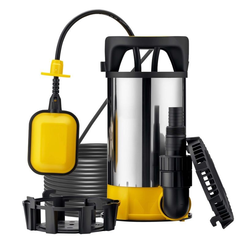 3-in-1-uppopumppu 850 W, 15000 l/h, ruostumaton teräs, likavesi- ja matalavesipumppu kellukskytkimellä