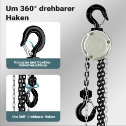 Käsikettonostin 1000 kg, nostokorkeus 3 m
