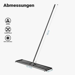 Alumiininen nurmikon tasoitin 121,9 x 25,4 cm, varsi 2 m, musta
