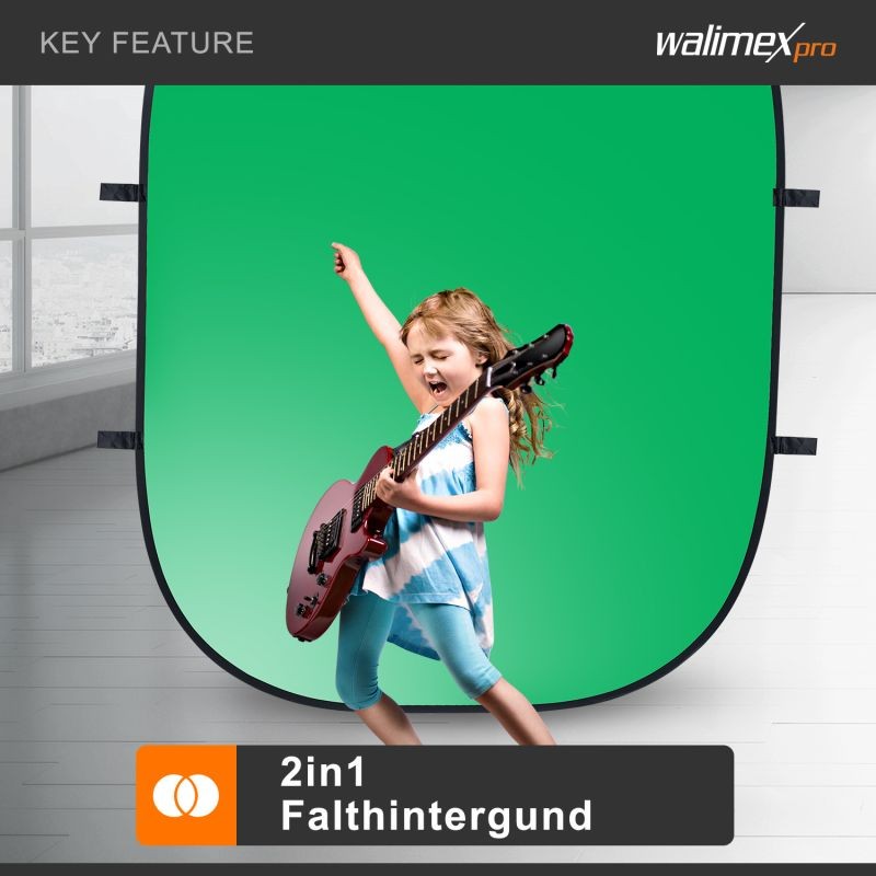 Walimex pro 2 in 1 taittuva taustakangas vihreä/sininen 150 x 210 cm