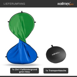 Walimex pro 2 in 1 taittuva taustakangas vihreä/sininen 150 x 210 cm