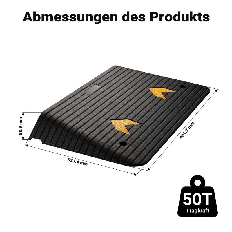 Kumiramppi 50 t, 902 x 533 x 89 mm, musta, heijastinnauhat