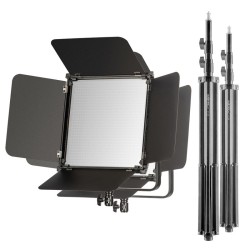 Walimex pro 2 kpl LED Niova 100 F Pro 100 W LED paneelivaloa ja 2 kpl jalustaa säädettävä värilämpötila