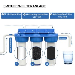 Naturewater NW-BR10B4 3-vaiheinen vedenpuhdistusjärjestelmä, 5 µm, 26,16 mm, PP-patruuna