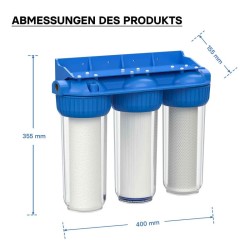 Naturewater NW-BR10B4 3-vaiheinen vedenpuhdistusjärjestelmä, 5 µm, 26,16 mm, PP-patruuna