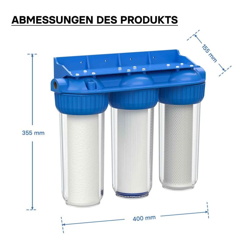 Naturewater NW-BR10B4 3-vaiheinen vedenpuhdistusjärjestelmä, 5 µm, 26,16 mm, PP-patruuna