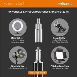 Walimex pro FT 8051 valaisinjalkasetti 2 kpl 260 cm jousivaimennus adapterit ja kuljetuslaukut