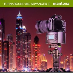 Mantona Turnaround 360 Advanced 3 sähkökäyttöinen panoraamapää, 360° jatkuva pyöritys, musta