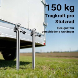Perävaunun tukisarja 10-osainen, tukipyörä 362 kg, tukijalat, kiinnikkeet ja kiilat