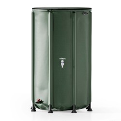 Taitettava sadevesisäiliö 500 l vihreä 620 g m PVC kansi vesihana ja letkuliitäntä