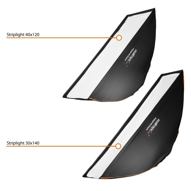 Walimex pro Studio Line Striplight Softbox 1400 x 300 x 600 mm, kenno, diffuusorit, Aurora/Bowens-adapterit
