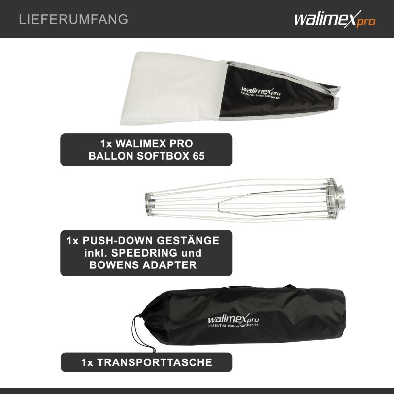 Walimex pro Essential Ballon Softbox 65 cm, Bowens-adapterilla