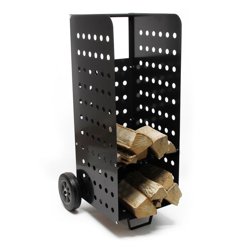 Polttopuukärry XL 53 x 36 x 106 cm, musta, metalli, 100 kg