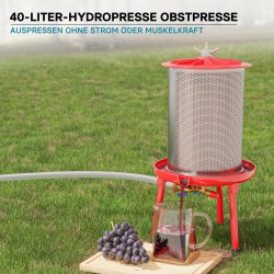 Vesipaineinen mehupuristin 40 l, 3 bar, ruostumaton teräs, punainen