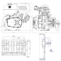 LIFAN 177 bensiinimoottori 270 cm³ 6,6 kW 9 PS öljykylpykytkin ja 2:1 vähdistin sähköstartti