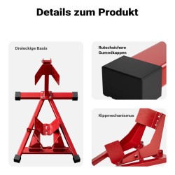Moottoripyörän etupyörän nostin, 60–160 mm renkaat, teräs, 670 x 480 mm, punainen